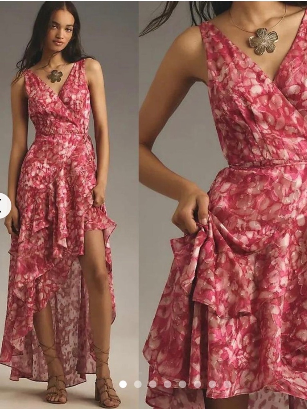 Anthropologie Hutch Isadora Wrap Maxi Dress Pink Floral 3X